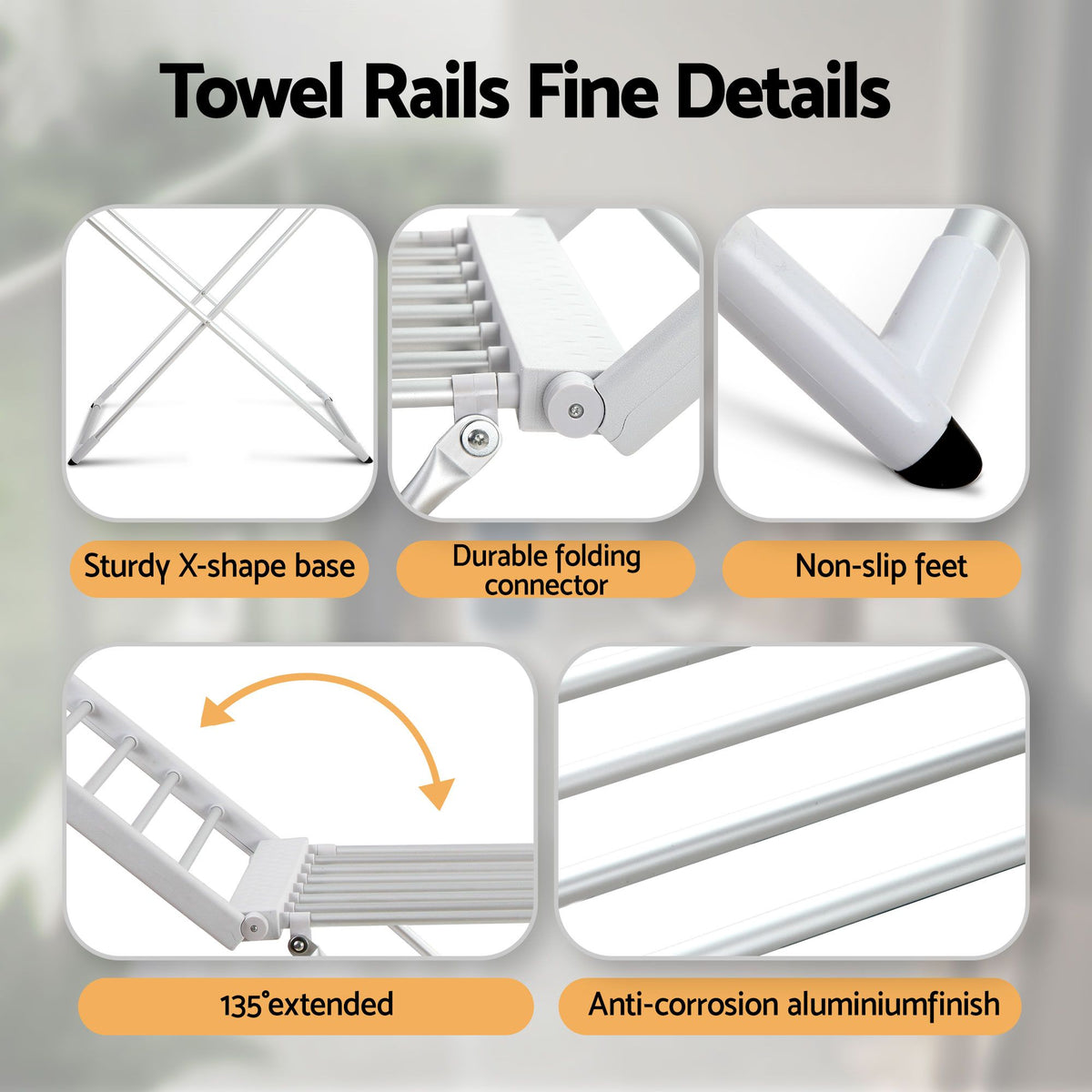 Devanti Electric Heated Towel Rail Rack 18 Bars Freestanding Clothes Dry Warmer-Home &amp; Garden > DIY-PEROZ Accessories