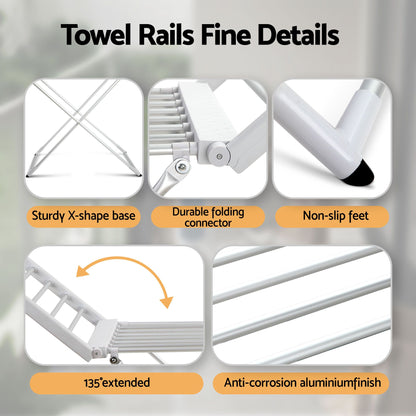 Devanti Electric Heated Towel Rail Rack 18 Bars Freestanding Clothes Dry Warmer-Home &amp; Garden > DIY-PEROZ Accessories