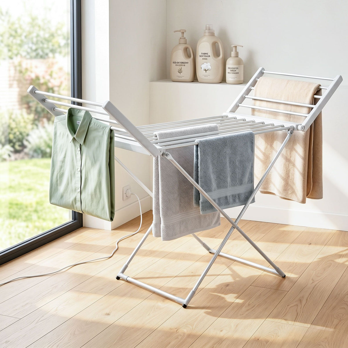Devanti Electric Heated Towel Rail Rack 18 Bars Freestanding Clothes Dry Warmer-Home &amp; Garden > DIY-PEROZ Accessories