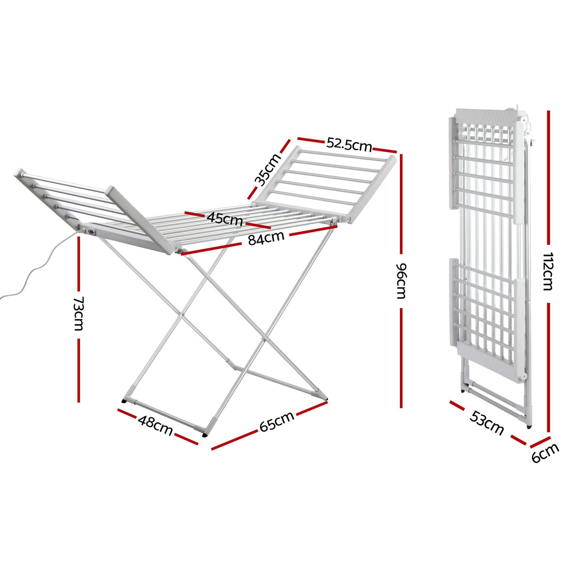Devanti Electric Heated Towel Rail Rack 18 Bars Freestanding Clothes Dry Warmer-Home &amp; Garden > DIY-PEROZ Accessories