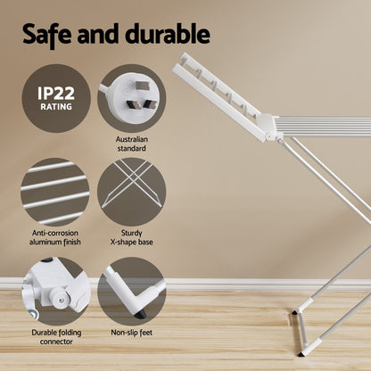 Devanti Foldable Electric Heated Towel Rail Rack with 24H Timer-Home &amp; Garden &gt; Laundry &amp; Cleaning &gt; Drying Racks &amp; Hangers-PEROZ Accessories