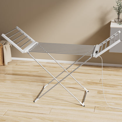Devanti Foldable Electric Heated Towel Rail Rack with 24H Timer-Home &amp; Garden &gt; Laundry &amp; Cleaning &gt; Drying Racks &amp; Hangers-PEROZ Accessories