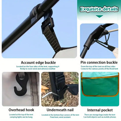 Tasman 3-5 Person Tent Camping Hiking Festival Pop Up Sleeping - Green-Outdoor Recreation > Camping > Tents-PEROZ Accessories