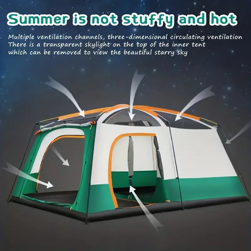 Tasman 3-5 Person Tent Camping Hiking Festival Pop Up Sleeping - Green-Outdoor Recreation > Camping > Tents-PEROZ Accessories