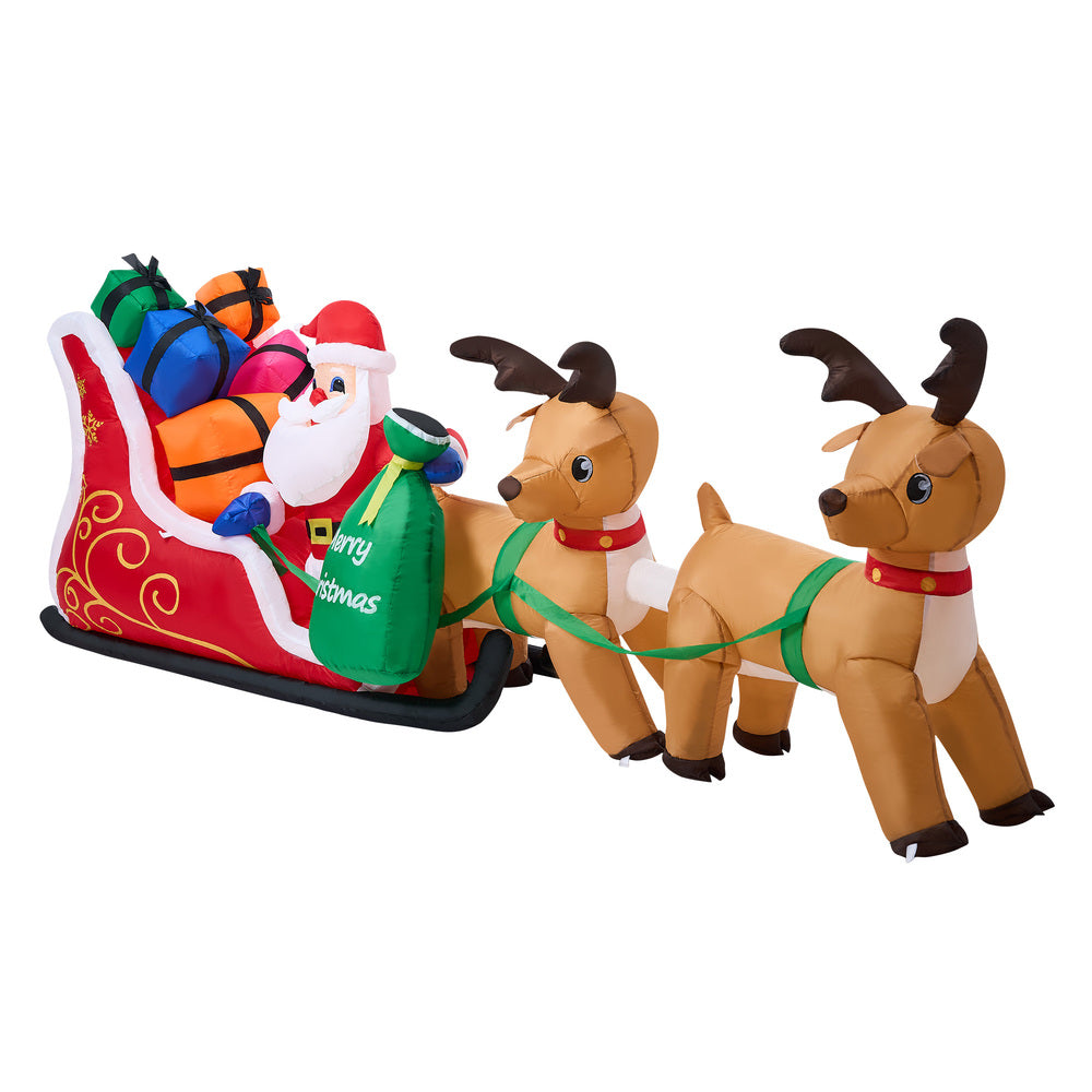Tinseltown 3M Christmas Inflatable Santa Claus Sleigh Reindeers LED-Christmas Inflatable-PEROZ Accessories