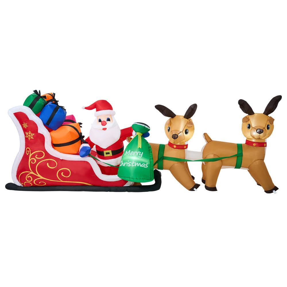 Tinseltown 3M Christmas Inflatable Santa Claus Sleigh Reindeers LED-Christmas Inflatable-PEROZ Accessories