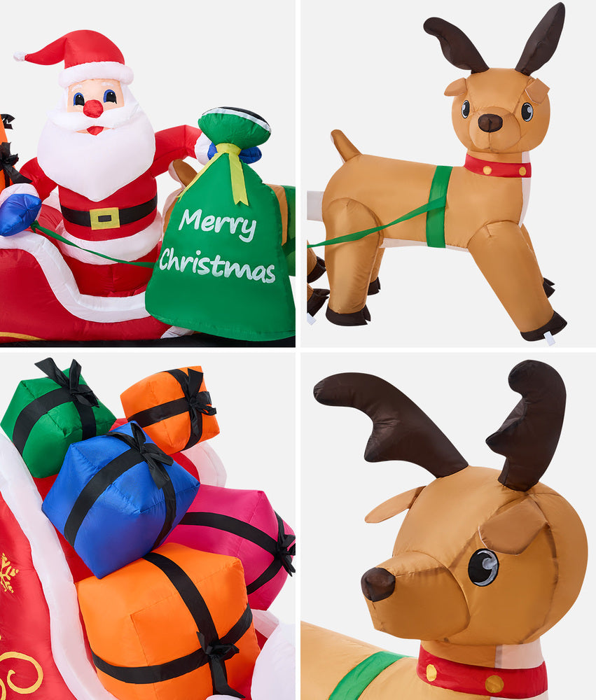Tinseltown 3M Christmas Inflatable Santa Claus Sleigh Reindeers LED-Christmas Inflatable-PEROZ Accessories