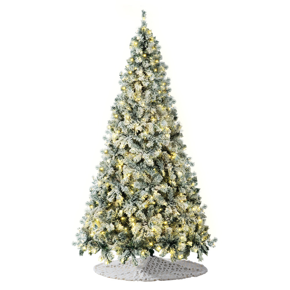 Tinseltown LED Christmas Tree 1.8M 6FT with Tree Skirt Light Snow-sprayed Green-Christmas Tree-PEROZ Accessories