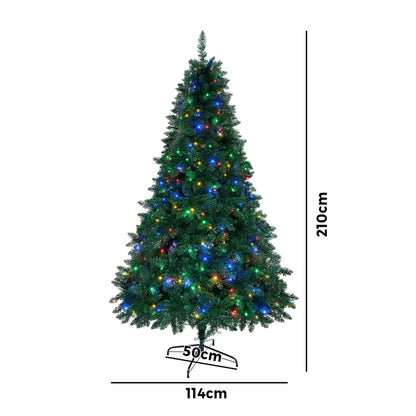 Tinseltown LED Christmas Tree 2.1M 7FT Multi Colour Lights 8 Flash Modes-Christmas Tree-PEROZ Accessories