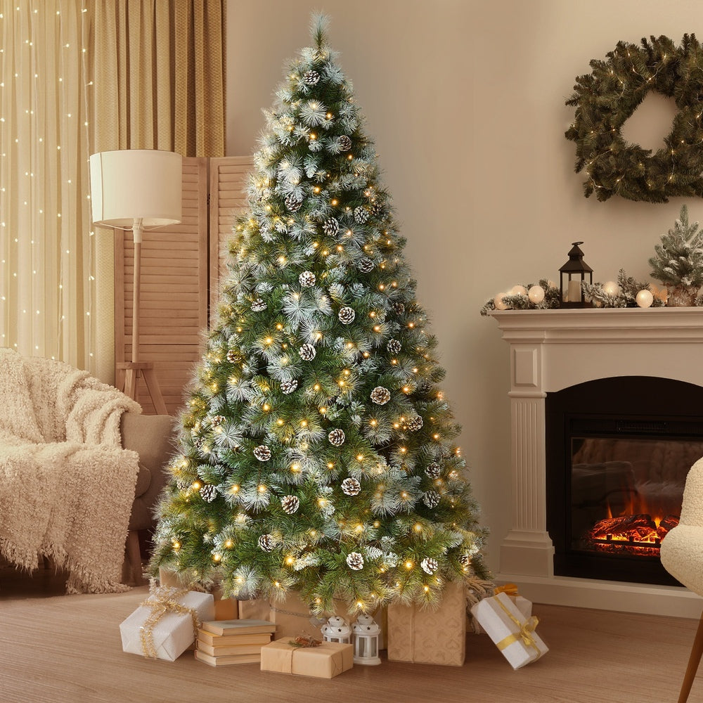 Tinseltown LED Christmas Tree 2.1M 7FT Pre-lit Light 8 Flash Modes Pine Cones-Christmas Tree-PEROZ Accessories