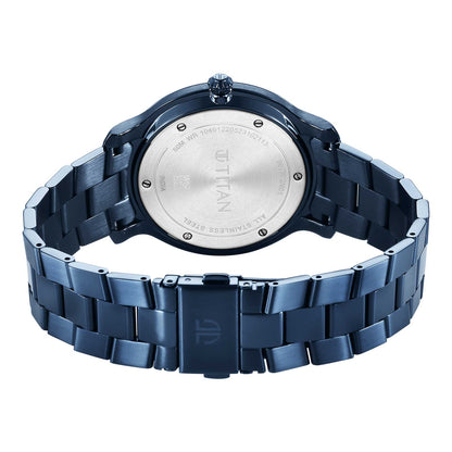 Titan Classic Distincta Blue Dial Analogue with Date Stainless Steel Strap watch for Men-PEROZ Accessories