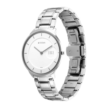 Titan Edge Metal Silver Dial Stainless Steel Strap Watch for Men-PEROZ Accessories