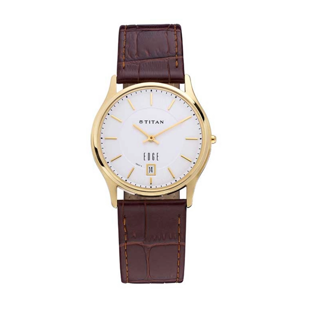 Titan Edge White Dial Analogue with Date Leather Strap Watch for Men-PEROZ Accessories