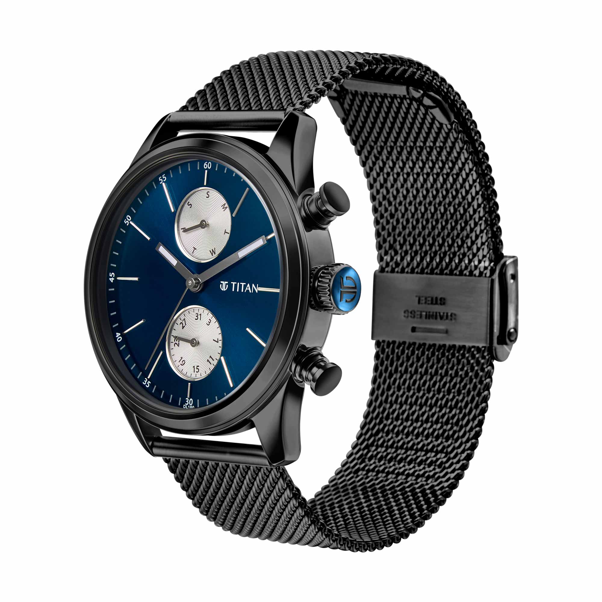 Titan Elmnt Black Dial Analogue Stainless Steel Strap Watch for Men-PEROZ Accessories