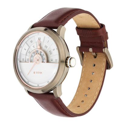 Titan Grandmaster White Dial Analogue with Day and Date Stainless Steel Strap Watch for Men-PEROZ Accessories