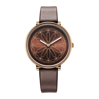 Titan Marhaba Brown Dial Analogue Leather Strap watch for Women-PEROZ Accessories