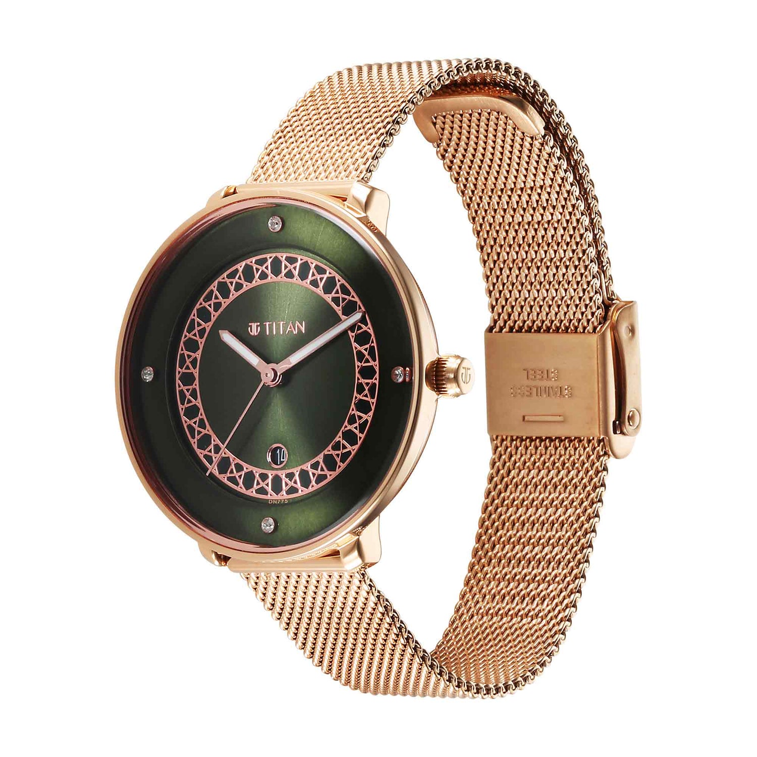 Titan Marhaba Green Dial Analogue Stainless Steel Strap watch for Women-PEROZ Accessories