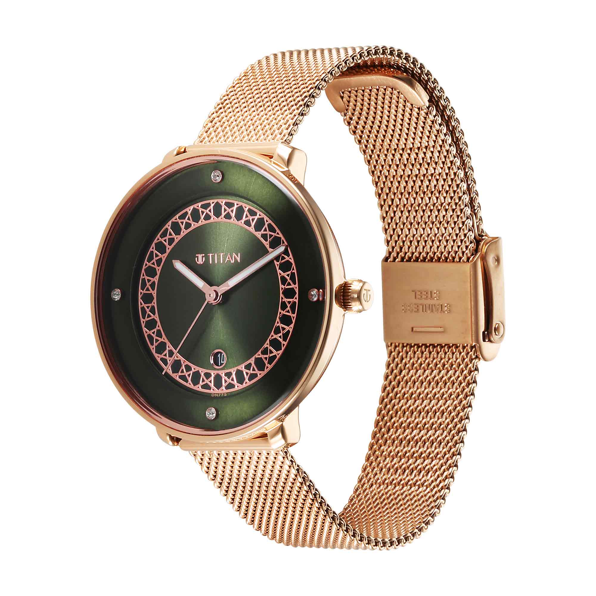 Titan Marhaba Green Dial Analogue Stainless Steel Strap watch for Women-PEROZ Accessories