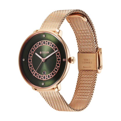 Titan Marhaba Green Dial Analogue Stainless Steel Strap watch for Women-PEROZ Accessories