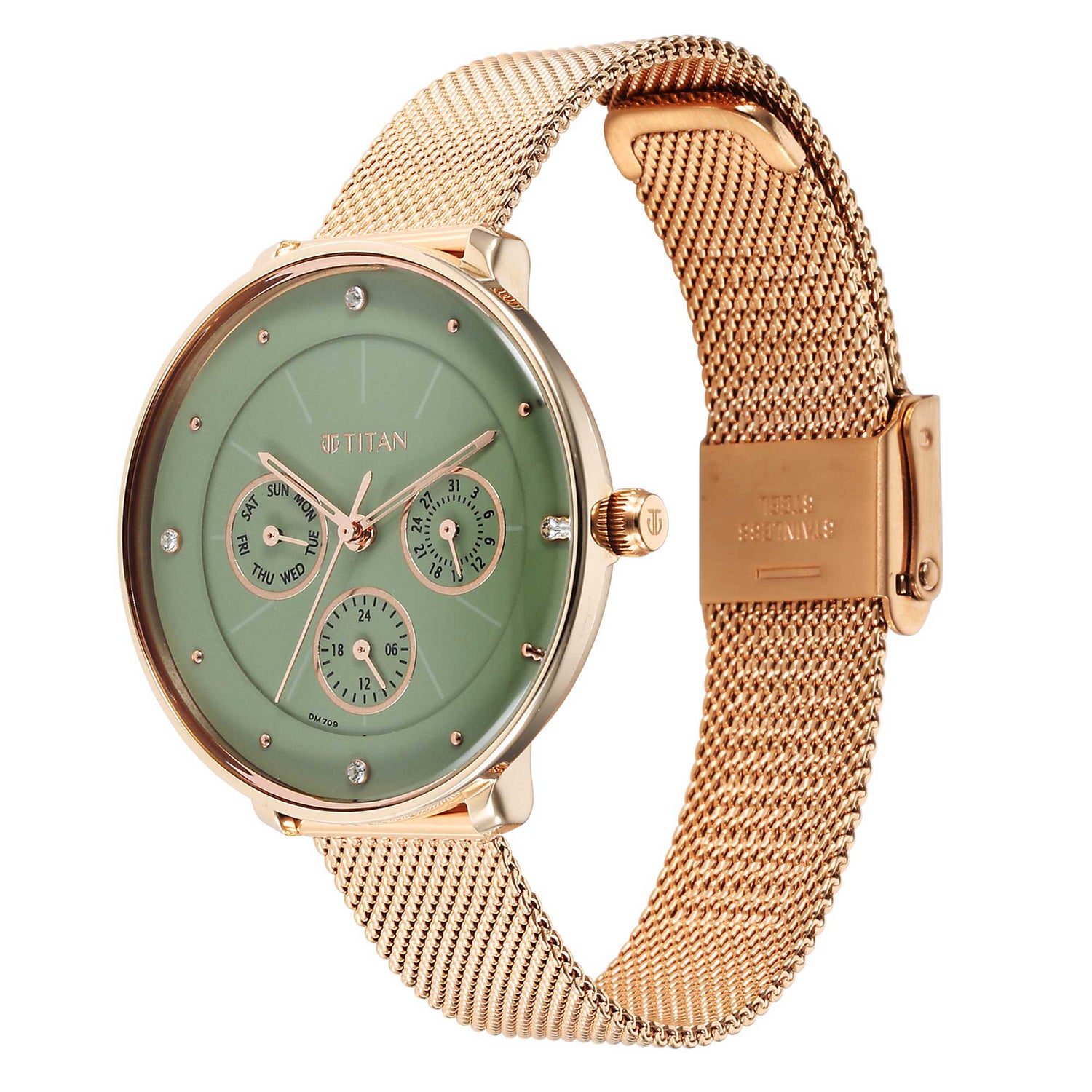 Titan Neo Green Dial Analogue Stainless Steel Strap Watch for Women-PEROZ Accessories