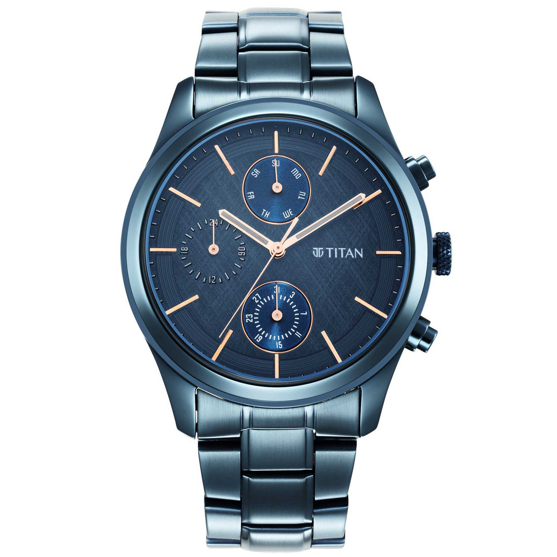 Titan Neo Splash Blue Dial Analogue Quartz Stainless Steel Strap watch for Men-PEROZ Accessories