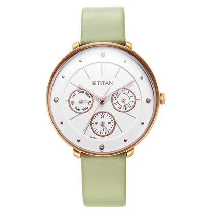 Titan Neo White Dial Analogue Leather Strap Watch for Women-PEROZ Accessories