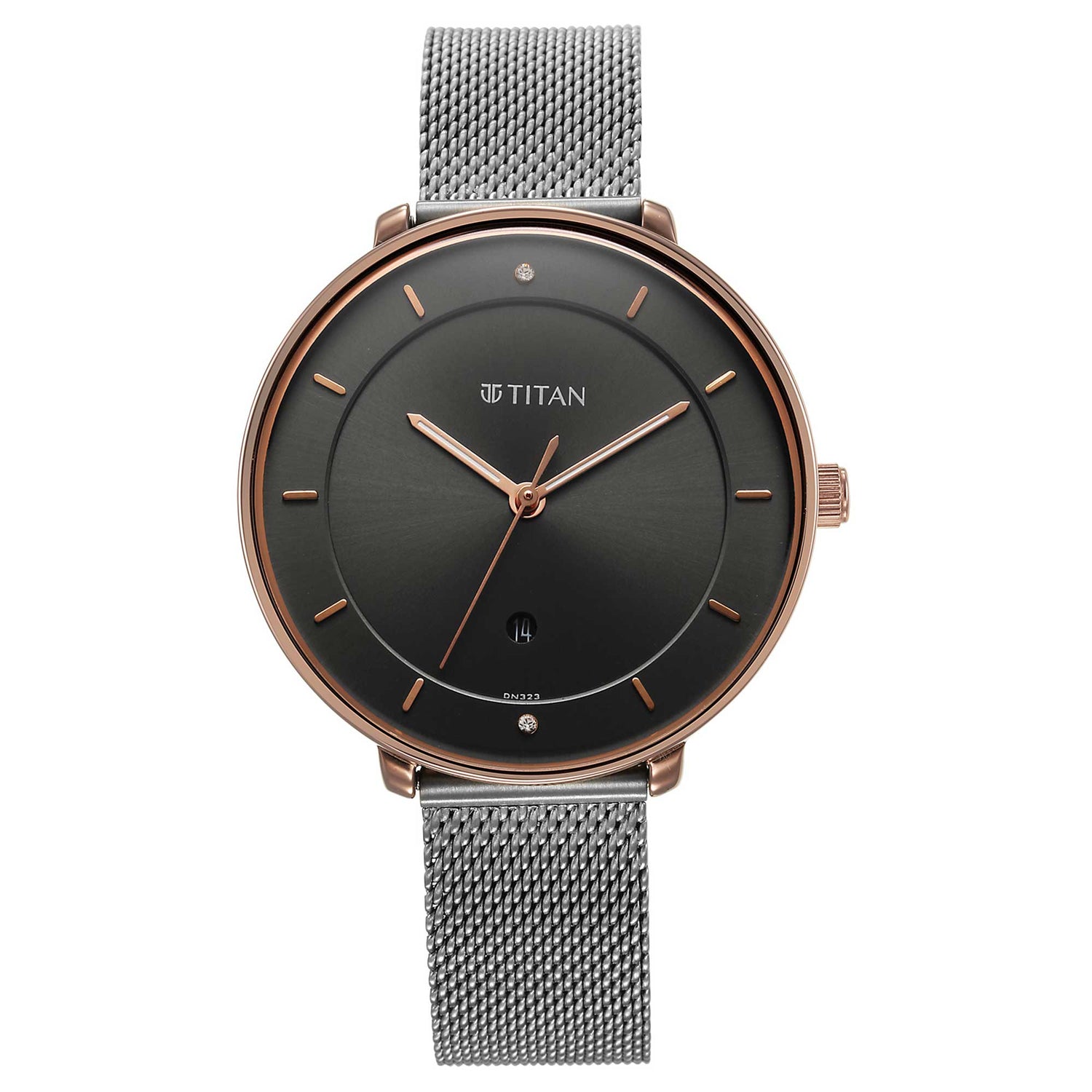 Titan Noir Anthracite Dial Analogue Stainless Steel Strap Watch for Women-PEROZ Accessories