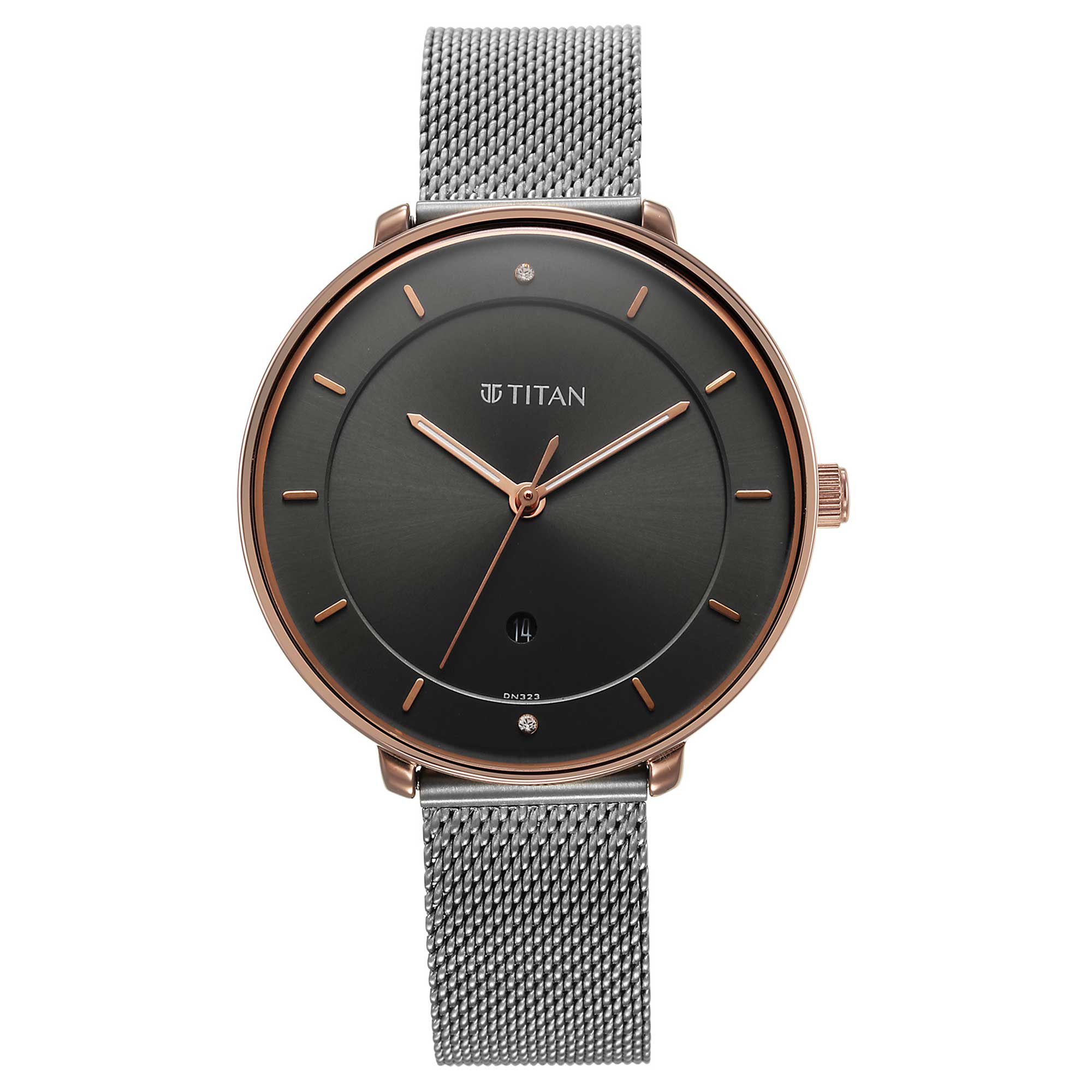 Titan Noir Anthracite Dial Analogue Stainless Steel Strap Watch for Women-PEROZ Accessories