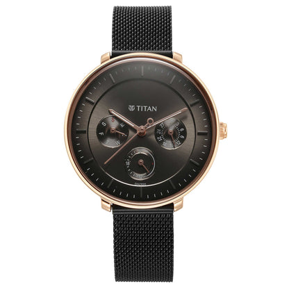 Titan Noir Anthracite Dial Women Watch With Stainless Steel Strap-PEROZ Accessories
