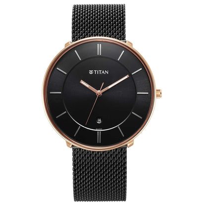 Titan Noir Black Dial Analogue Stainless Steel Strap watch for Men-PEROZ Accessories
