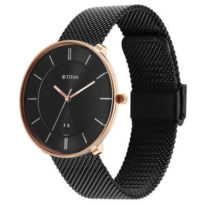 Titan Noir Black Dial Analogue Stainless Steel Strap watch for Men-PEROZ Accessories
