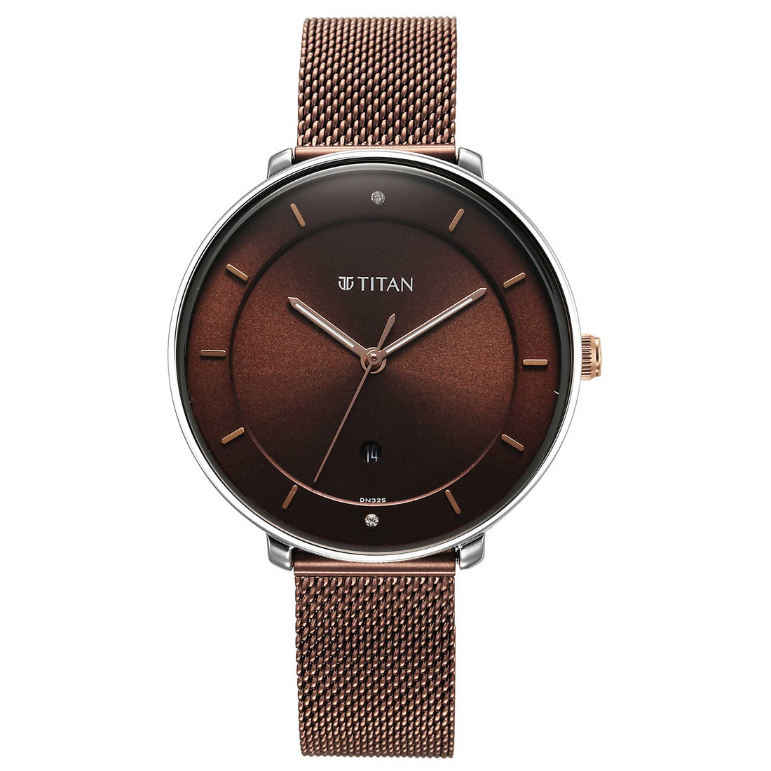 Titan Noir Brown Dial Analogue Stainless Steel Strap Watch for Women-PEROZ Accessories