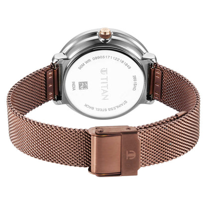 Titan Noir Brown Dial Analogue Stainless Steel Strap Watch for Women-PEROZ Accessories
