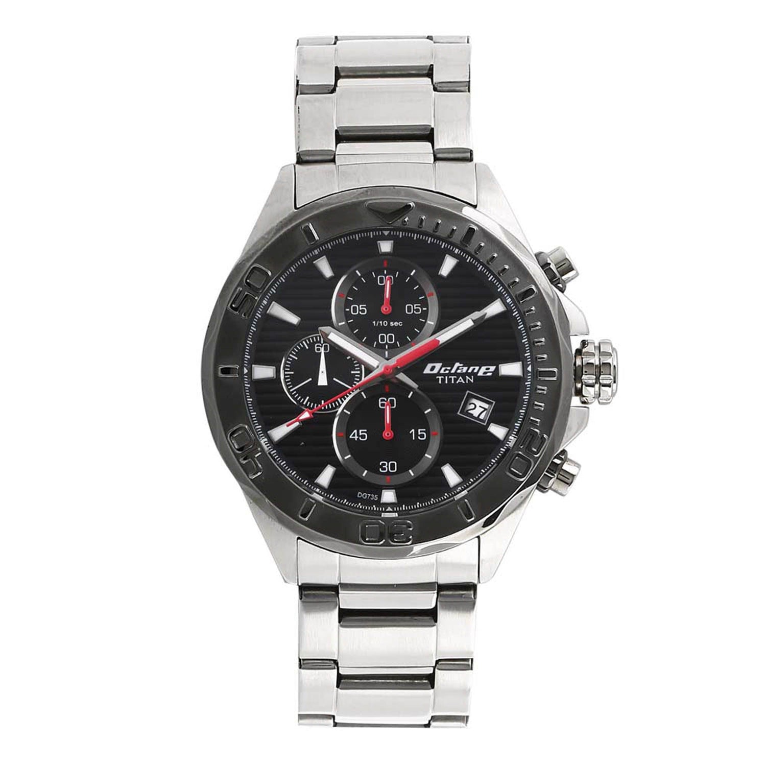 Titan Octane Black Dial Chrono Stainless Steel Watch for Men-PEROZ Accessories