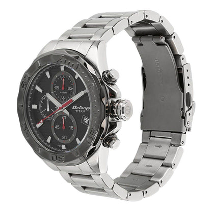 Titan Octane Black Dial Chrono Stainless Steel Watch for Men-PEROZ Accessories