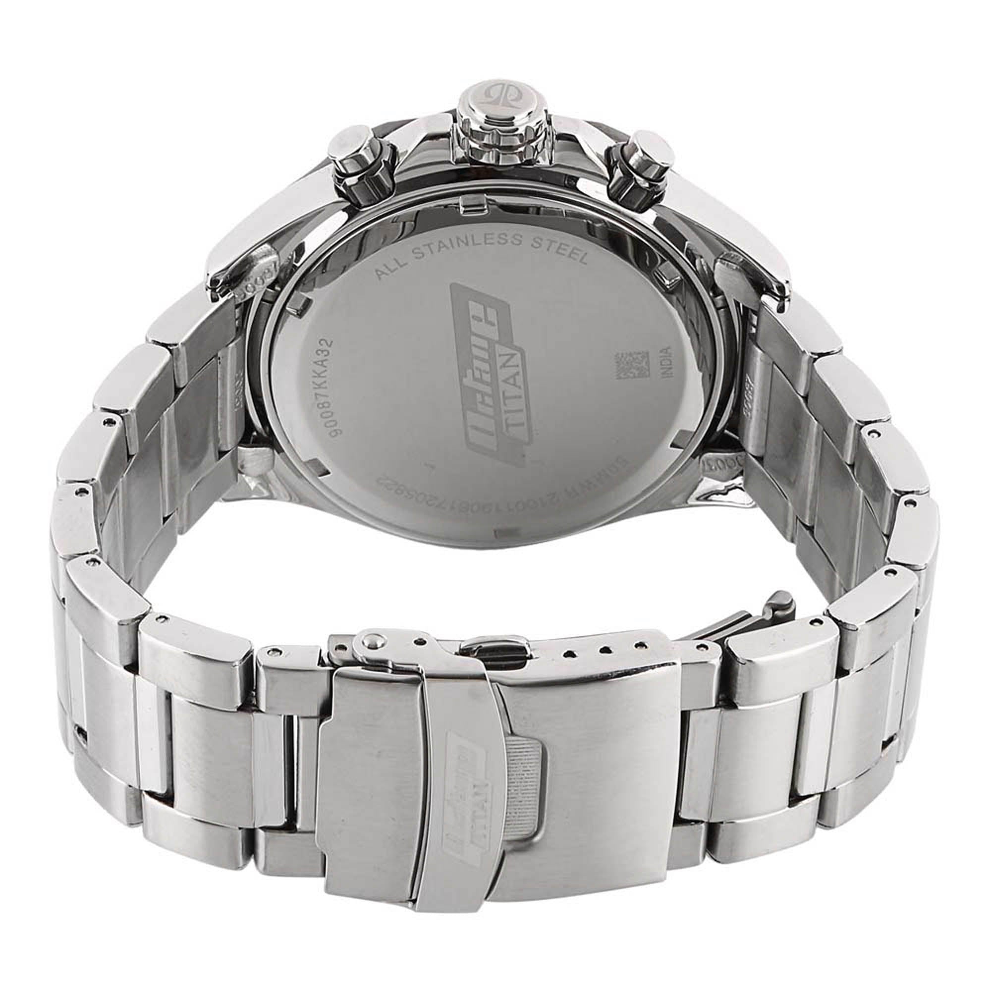 Titan Octane Black Dial Chrono Stainless Steel Watch for Men-PEROZ Accessories