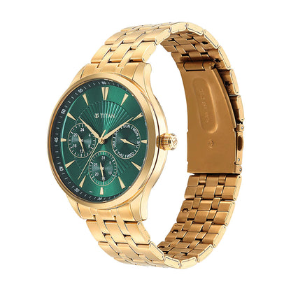 Titan Opulent III Green Dial Multi Stainless Steel Strap watch for Men-PEROZ Accessories