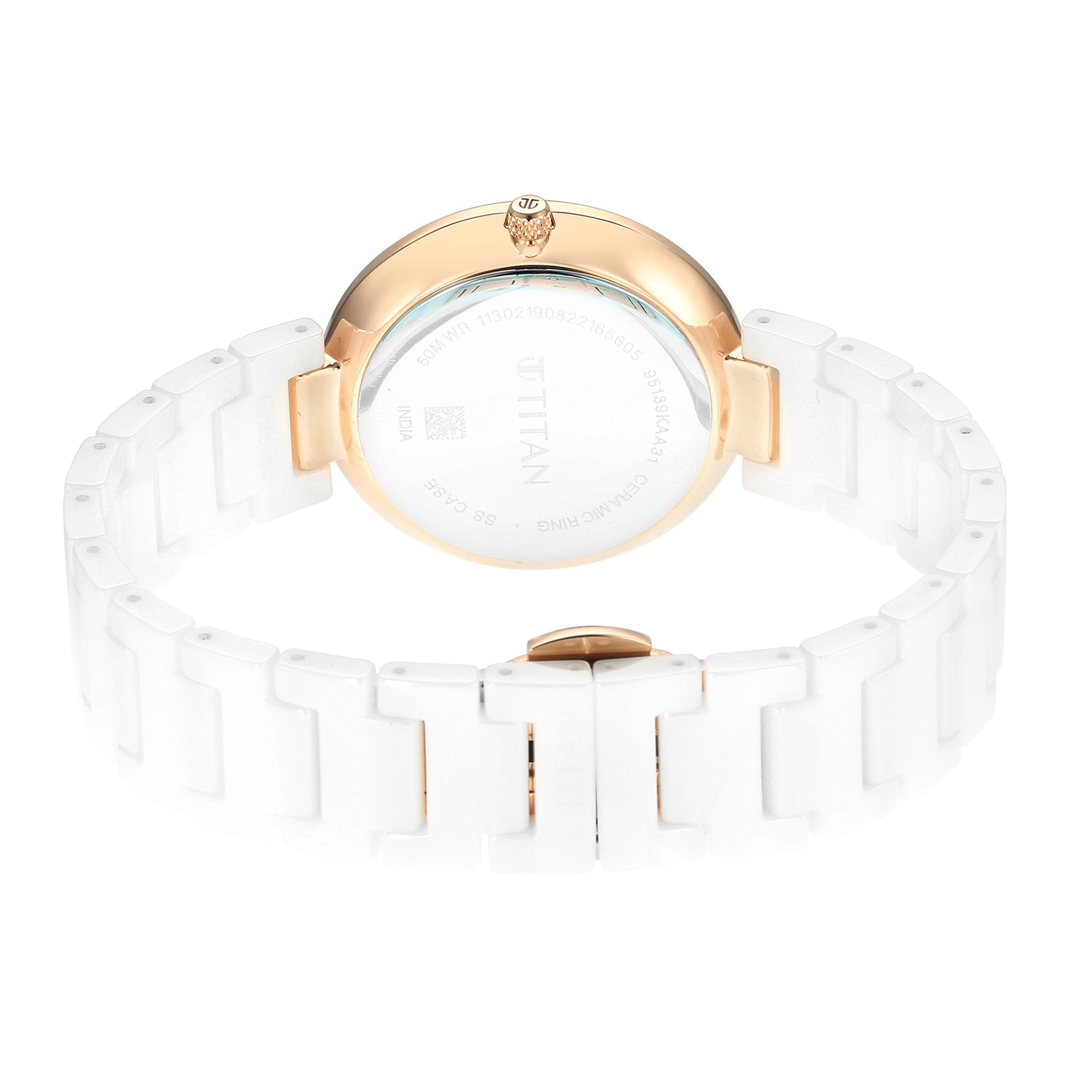 Titan Purple Ceramics White Dial Analogue Ceramic Strap watch for Women-PEROZ Accessories