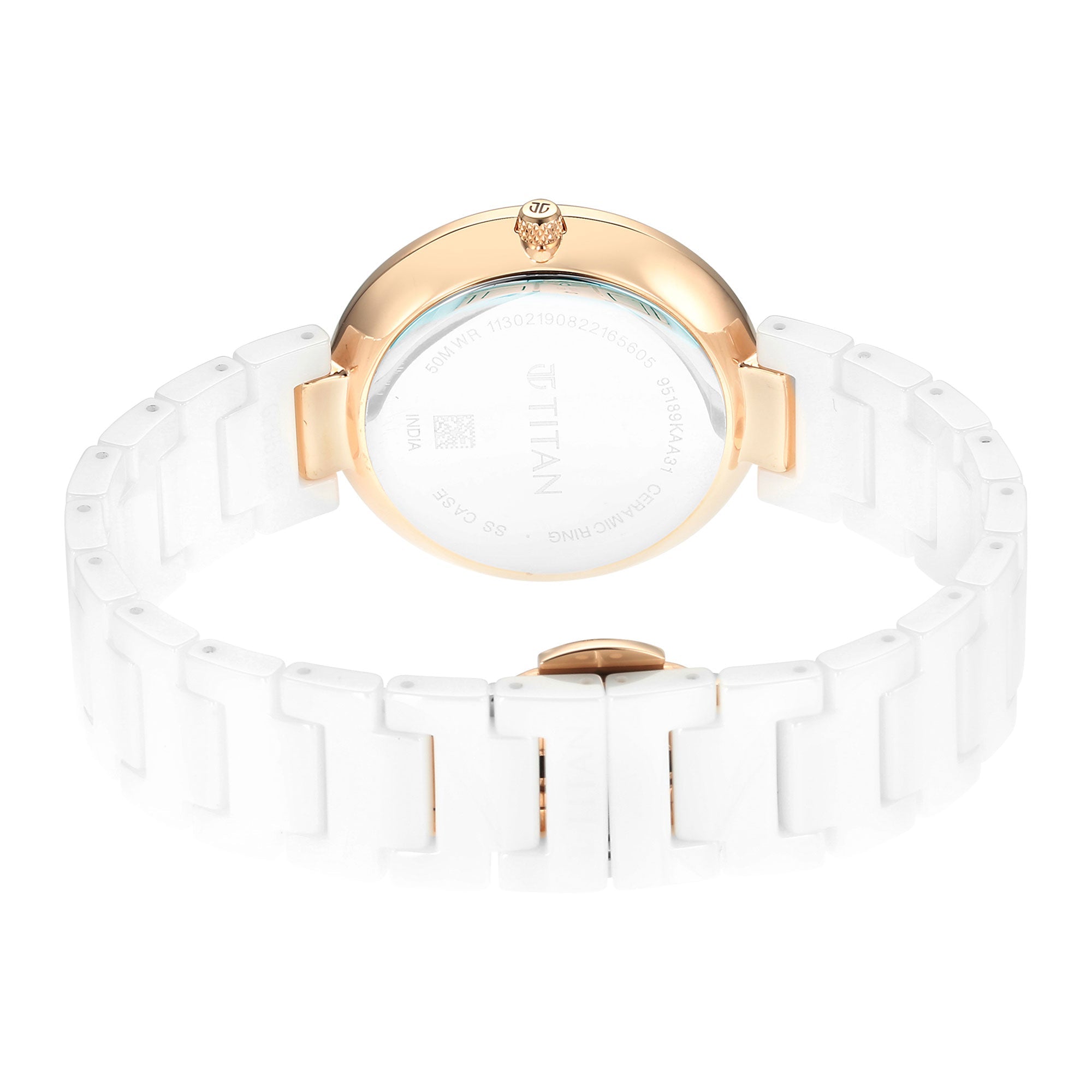 Titan Purple Ceramics White Dial Analogue Ceramic Strap watch for Women-PEROZ Accessories