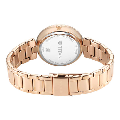 Titan Purple Style Up Quartz Analogue Mother Of Pearl Dial Stainless Steel Strap Watch for Women-PEROZ Accessories