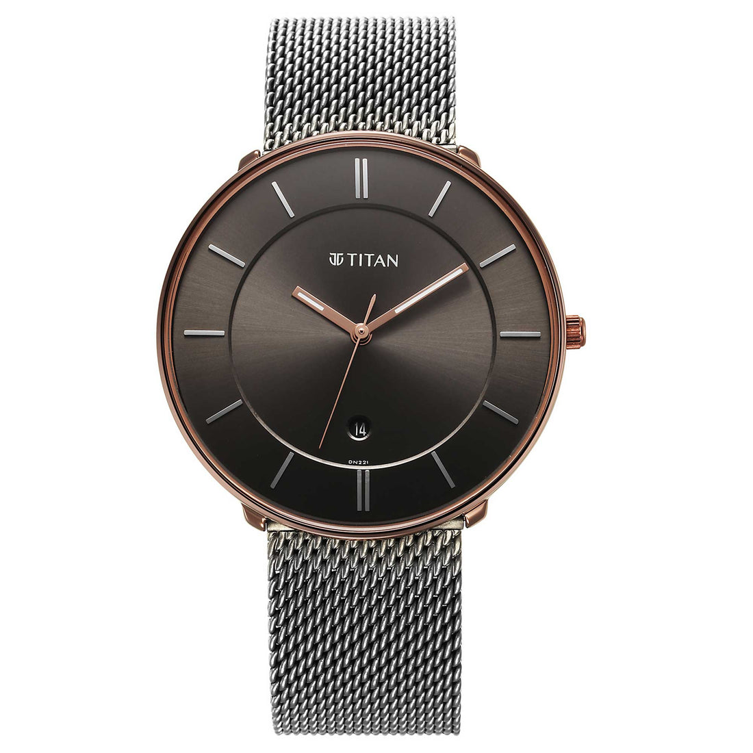 Titan Quartz Analogue Anthracite Dial Stainless Steel Strap Watch for Men-PEROZ Accessories