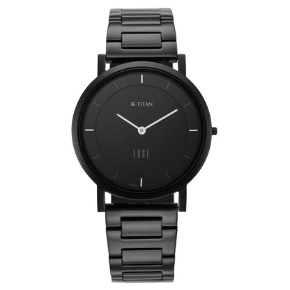 Titan Quartz Analogue Black Dial Stainless Steel Strap Watch for Men-PEROZ Accessories