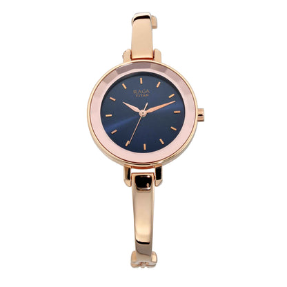 Titan Quartz Analogue Blue Dial Metal Strap Watch for Women-PEROZ Accessories