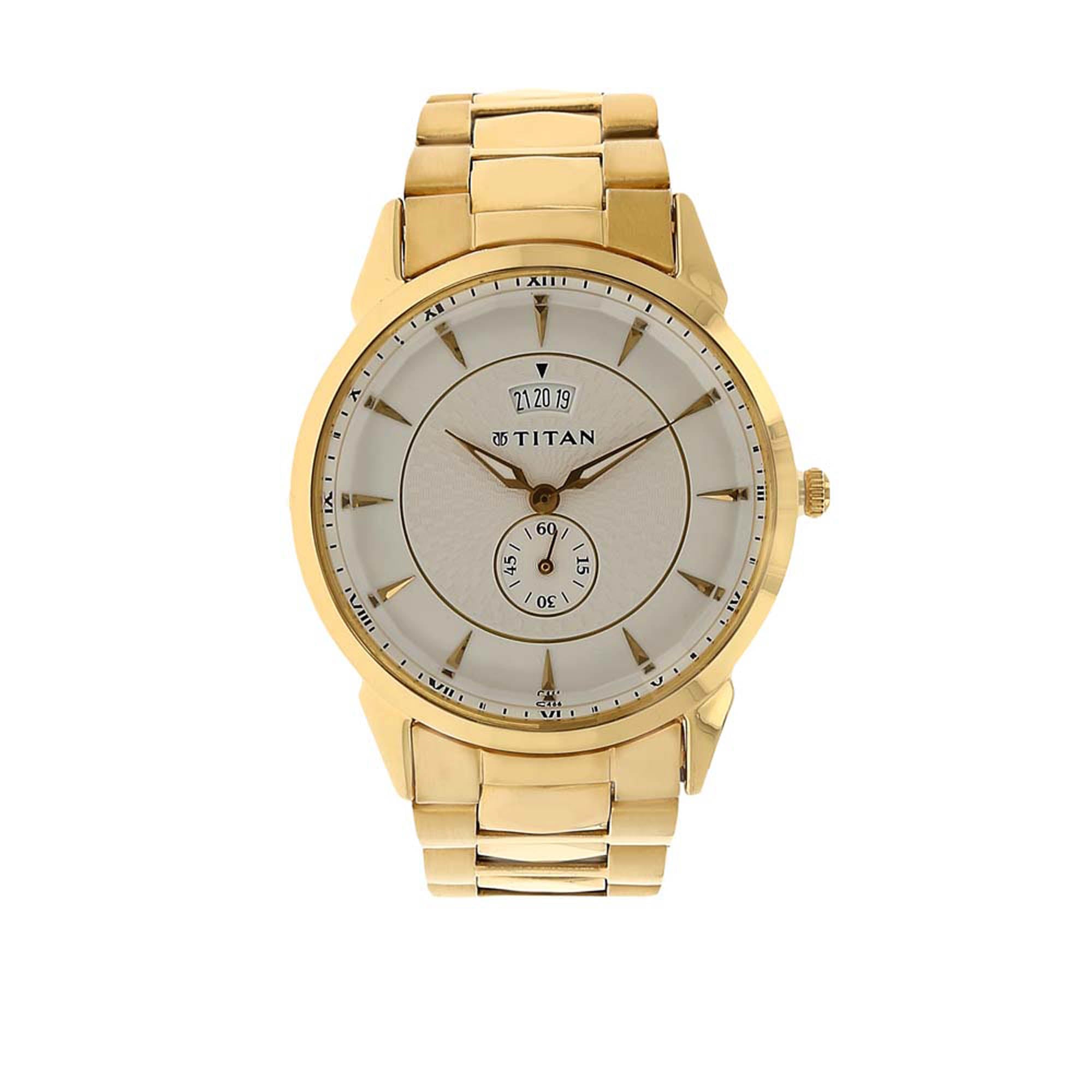 Titan Quartz Analogue with Date Silver Dial Stainless Steel Strap Watch for Men-PEROZ Accessories