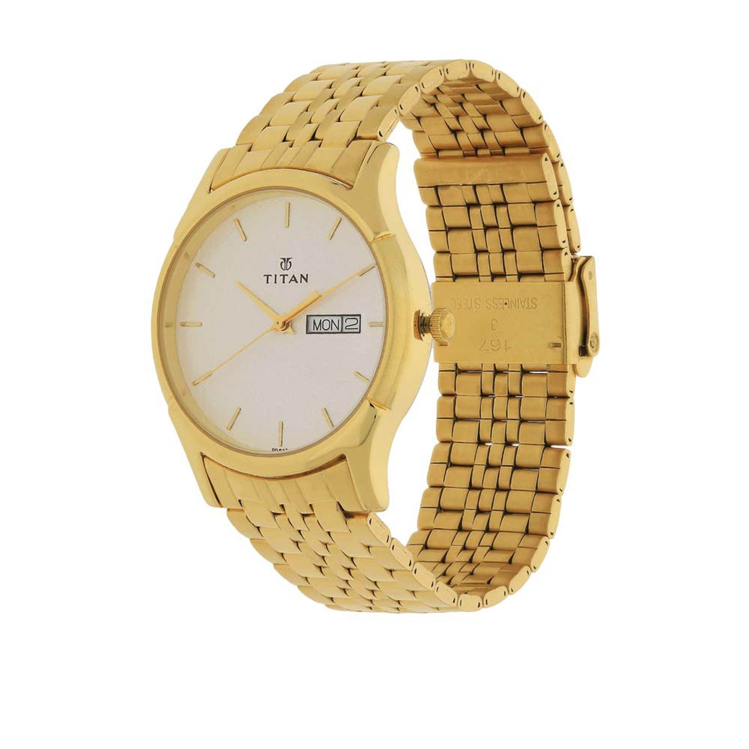 Titan Quartz Analogue with Day and Date Silver Dial Stainless Steel Strap Watch for Men-PEROZ Accessories