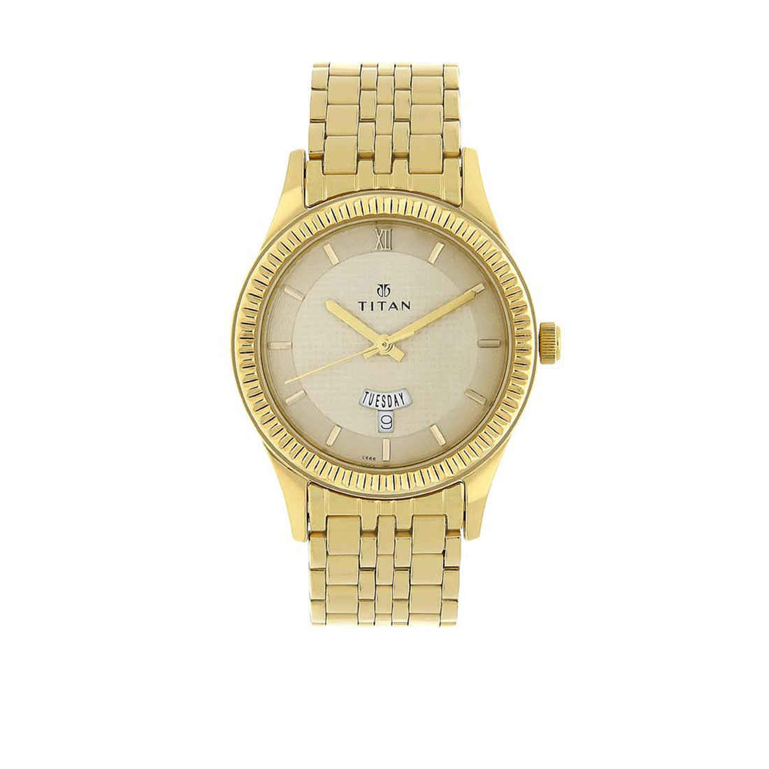 Titan Quartz Analogue with Day and Date White Dial Stainless Steel Strap Watch for Men-PEROZ Accessories