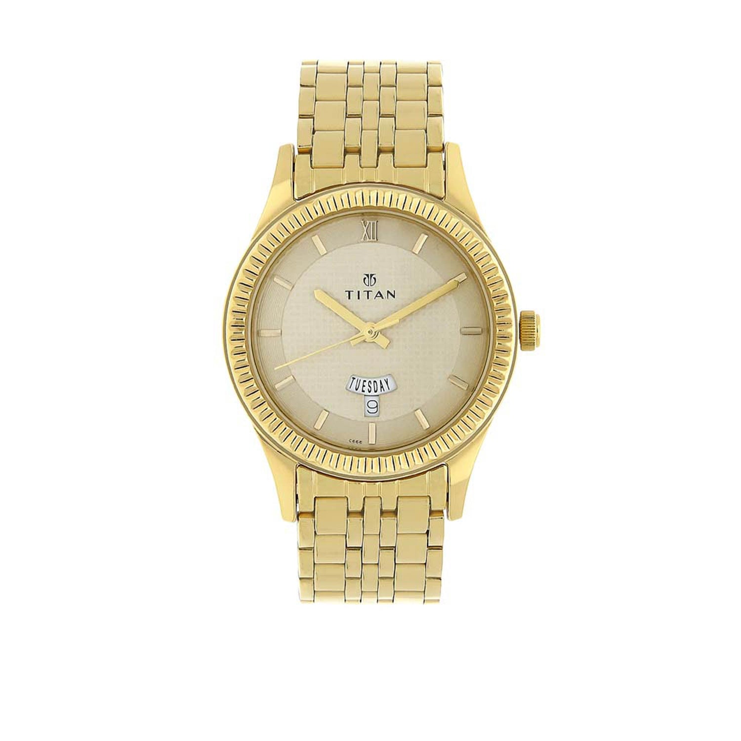 Titan Quartz Analogue with Day and Date White Dial Stainless Steel Strap Watch for Men-PEROZ Accessories