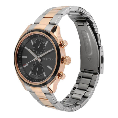 Titan Quartz Multifunction Black Dial Stainless Steel Strap Watch for Men-PEROZ Accessories
