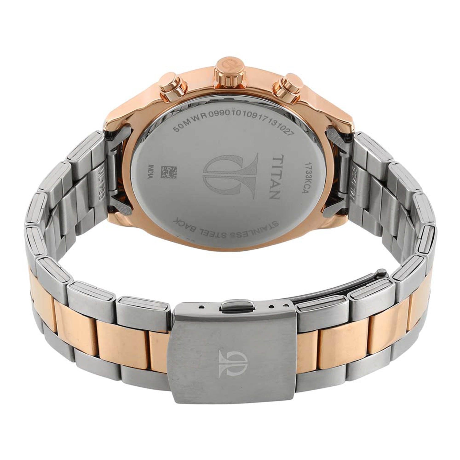 Titan Quartz Multifunction Black Dial Stainless Steel Strap Watch for Men-PEROZ Accessories