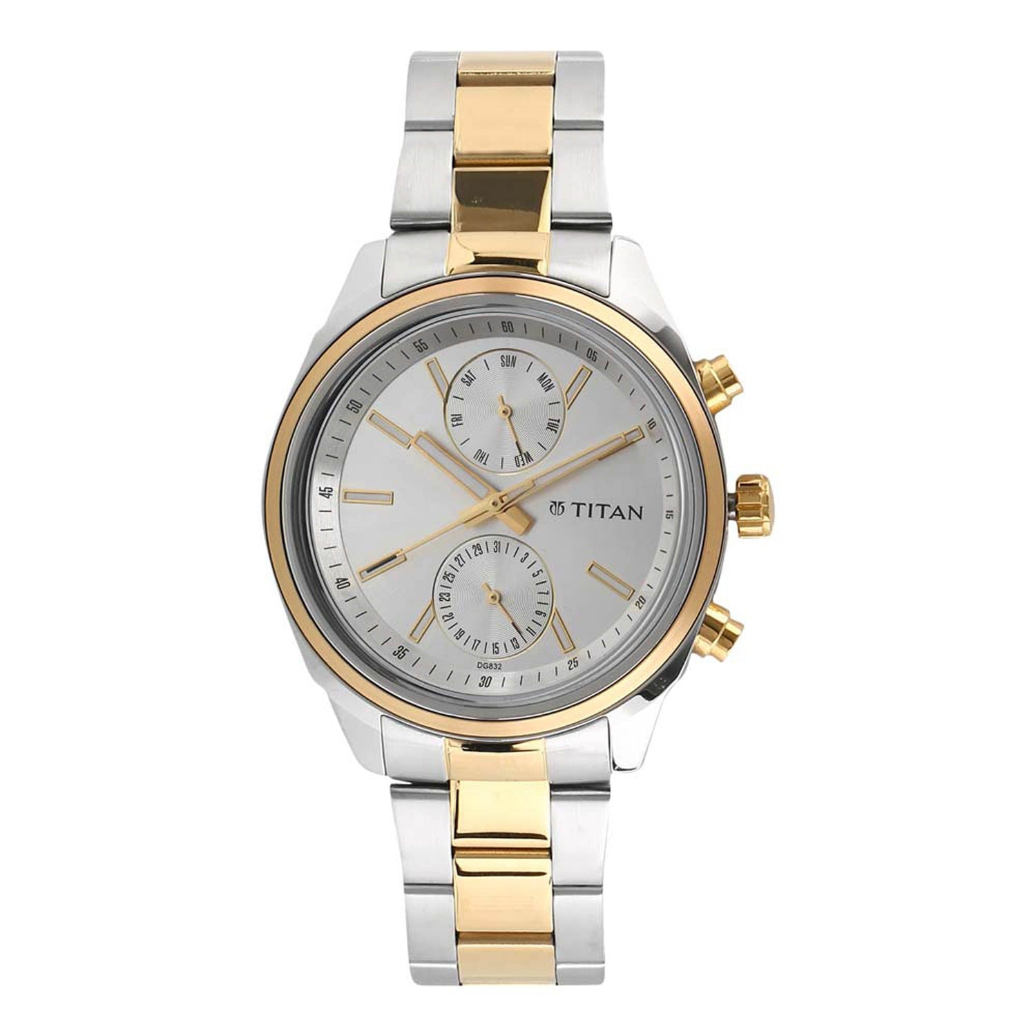 Titan Quartz Multifunction Silver Dial Stainless Steel Strap Watch for Men-PEROZ Accessories